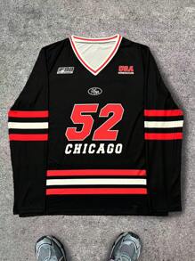 Manfinity Dauomo Men's Number & Letter Print Simple Long Sleeve T-Shirt - Multicolor - View 1