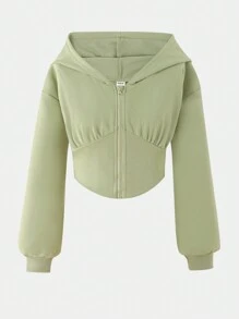 SHEIN Wildeya Sudadera con capucha informal con cordón en la cintura para adolescentes chicas