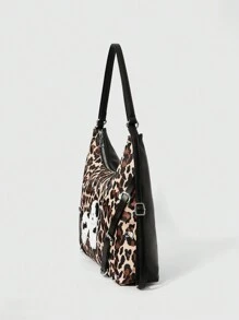 ROMWE Kawaii New Leopard Print Versatile Large Capacity Fashion Backpack Tote Bag - Multicolor - View 4