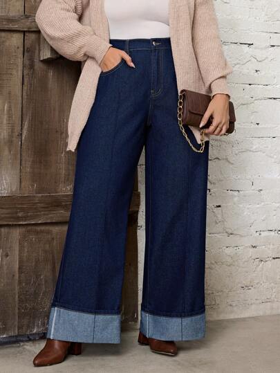 EMERY ROSE 大码纽扣前口袋休闲男友牛仔裤，日常穿着