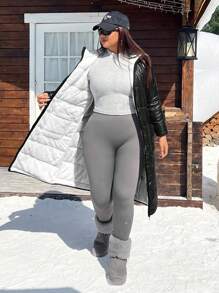 SHEIN EZwear Stark gepolsterter, gesteppter Winterjacke, Loose Fit, warmes Futter, Herbst & Winter