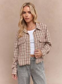 MISSGUIDED Street Checked Crop Loose Western Shirt Western Wear
