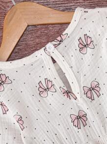 Baby Girls Butterfly Print Round Neck Long Sleeve Casual Dress For Autumn