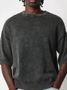 SUMWON Washed Short Sleeve Knit Shirt - Dark Grey - View 3