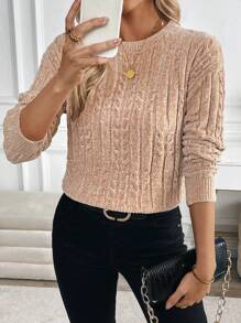 SHEIN LUNE 休闲简约纯色圆领落肩毛衣，秋冬