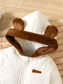 SHEIN Combinaison chaude à capuche et patchwork 3D oreilles mignonne pour bébés garçons en automne et hiver, convient pour les sports de plein air et le ski