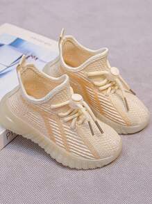 New Breathable Flat Children Sports Shoes, Fashion Girls Casual Sport Shoes, Spring/Autumn - Beige - View 2
