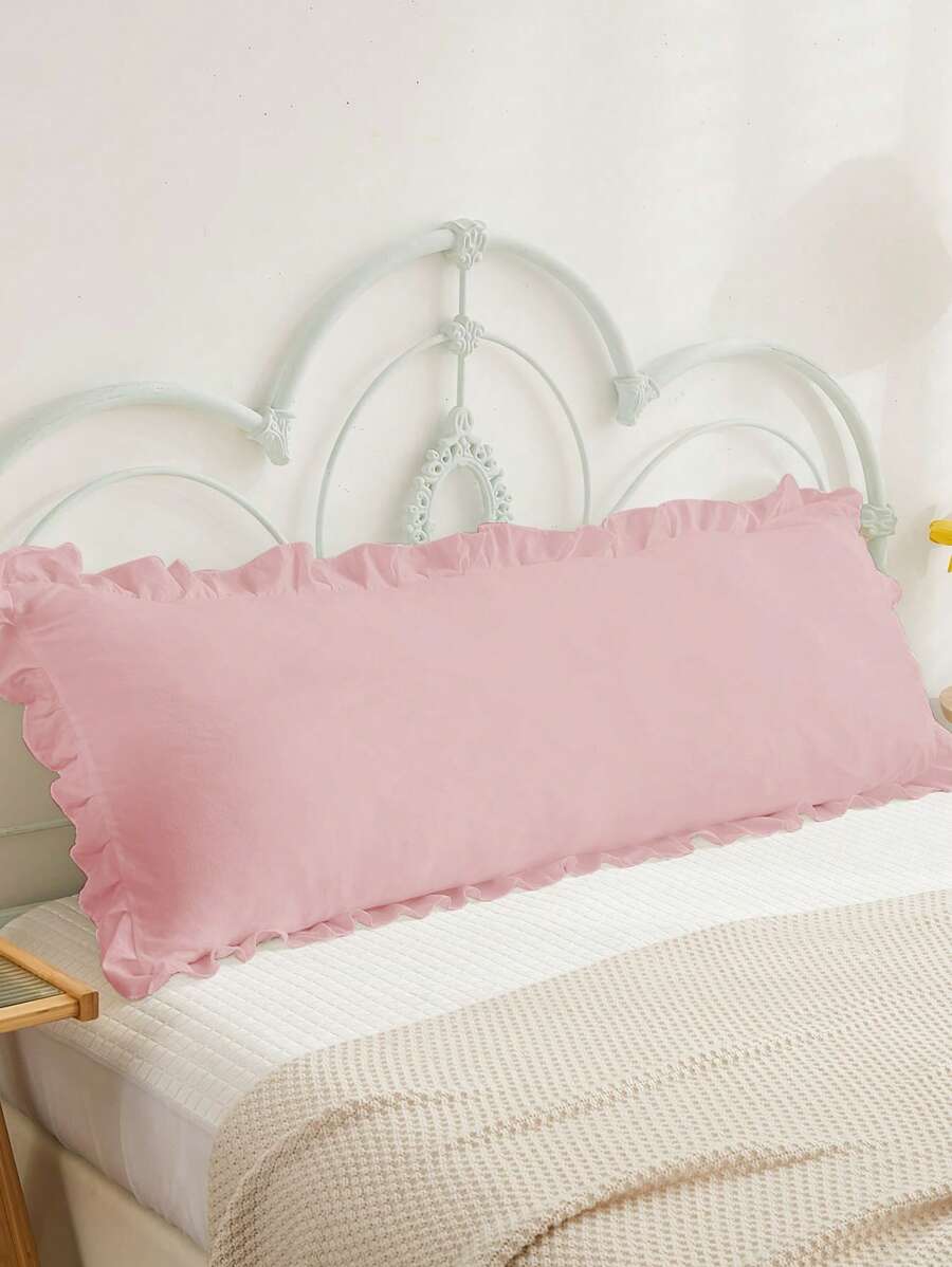 1 件纯色荷叶边床枕套，现代布艺枕套，无填充物，适用于卧室