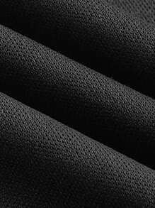 SHEIN MOD Knitted Mesh Printed Flare Long Sleeve Bodycon Mini Dress For Women - Black - View 4