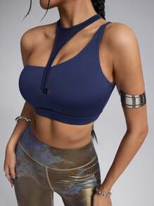 Innovista Women Navy Blue Hollow Out & Breathable Mesh Cut Out Sports Bra,Summer Gym Athleisure Workout Tank Tops,Push Up Crop Top,Daily Fitness Y2k Outfits - Navy Blue - View 6