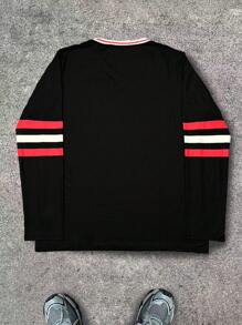 Manfinity Dauomo Men's Number & Letter Print Simple Long Sleeve T-Shirt - Multicolor - View 2