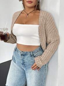 SHEIN EZwear Talla grande 1 pieza Cazadora crop unicolor