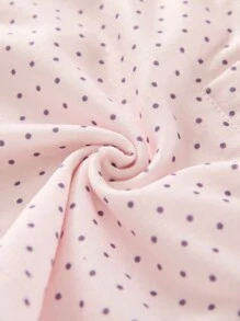 SHEIN 2pcs Baby Girls Polka Dot Animal Print Long Sleeve Top And Footed Pants Pajama Set - Pink - View 4