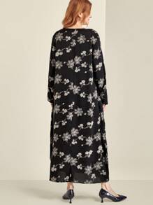 SHEIN Clasi 大码女式花卉印花圆领长袖休闲连衣裙