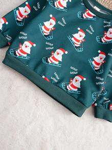 Cozy Pixies 男婴圣诞老人图案针织柔软圆领长袖套头衫 - 綠色 - 查看 7