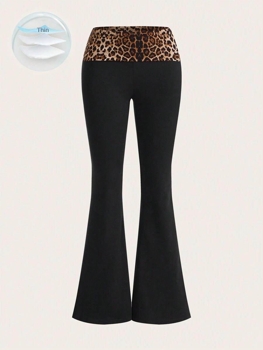 SHEIN ICON Y2k Luipaardprint Hoge Taille Flared Broek