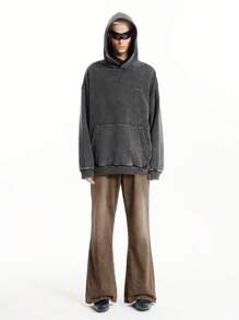 Manfinity Roghcode Men's Dark Blue Vintage Washed Slim Flared Jeans - Brown - View 8