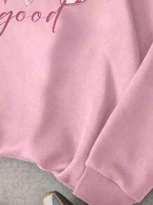 Sparklyn 少女字母蝴蝶结印花休闲圆领运动衫，秋冬，度假，夏季，旅行 - 粉色 - 查看 4