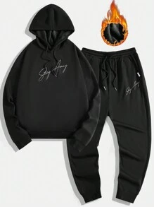 Manfinity VCAY Men's Loose Knitted Long Sleeve Sweatshirt Set, For Fall Winter - Black - View 1