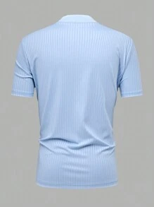Manfinity Homme 男士纯棉立领短袖休闲衬衫，基本款 - 彩色 - 查看 19