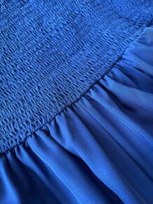 Celure Vestido elegante de talla grande de unicolor con lazo delantero y dobladillo de doble capa