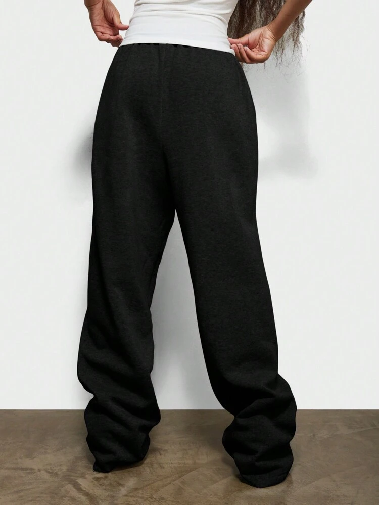 SUMWON Soft Fleece Wide Leg Athletic Jogger Pants Loungewear Oversized Sweatpants Streetwear Athleisure Fall Winter Workout Casual Bottoms