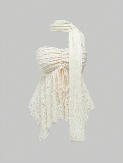 Kawaii Süßer & sexy minimalistischer Röhrchentop für Frauen, mit beiliegendem Schal