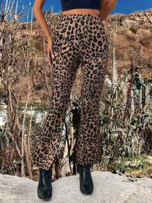 INAWLY Women's Leopard Print Flared Leggings, Fashion Versatile Base Layer Fall Cloth For Women - Multicolor - View 6