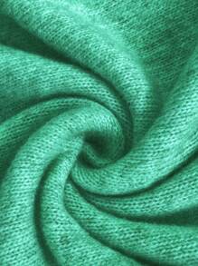 SHEIN LUNE Đầm len ngắn đơn giản cổ tròn tay dài cho nữ - màu xanh lá - Xem 7