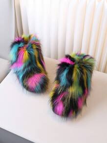 1 双女童/儿童冬季毛绒内衬保暖毛茸雪地靴 - 彩色 - 查看 6