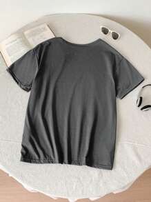 SHEIN Teen Girls Car & Letter Graphic Tee