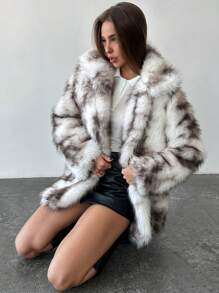 Aloruh Chaqueta de invierno de mujer estilo retro con pelo sintético