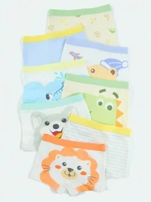 SHEIN 4 件装男童可爱动物印花舒适三角裤内裤，时尚设计，适合大龄儿童 - 彩色 - 查看 3