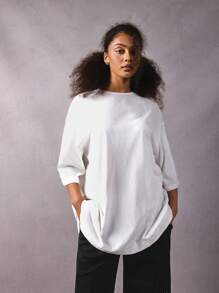Athîral Asymmetric Hem Shape Design White Daily Clothing Casual Women's T-Shirt Asymmetric Shape Personalized Oversize Autumn Clothing Winter Clothing
