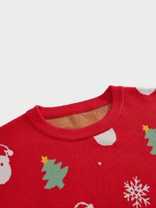 Manfinity Hypemode Men's Fashion Casual Christmas Cartoon Pattern Red Long Sleeve Graphic Colorful, Pullover Sweater, Autumn/Winter For Party, Friends