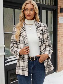 EMERY ROSE Abrigo de mujer de invierno, chaqueta a cuadros, esencial para mujer