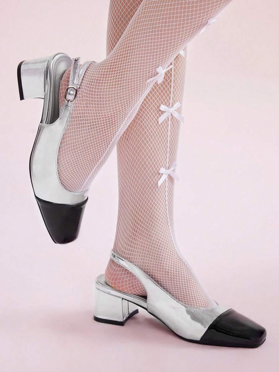 CUCCOO DOLLMOD Classic Silver Ankle Strap Flats - Silver - View 1