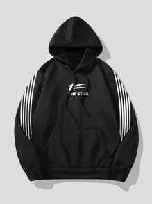 Chillumni Plus Size Men Color Block Long Sleeve Pocket Casual Hoodie - Multicolor - View 1