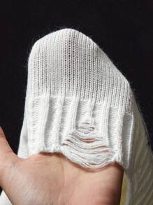 青少年女孩 V 领长袖套头衫，带有图案细节，适合日常休闲穿着 - 彩色 - 查看 5