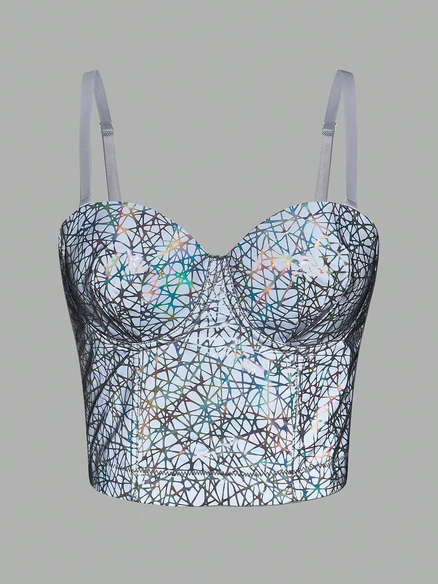 SHEIN DivaQ Women Sexy Party Luminous Graphic Minimalist Croset Top ...