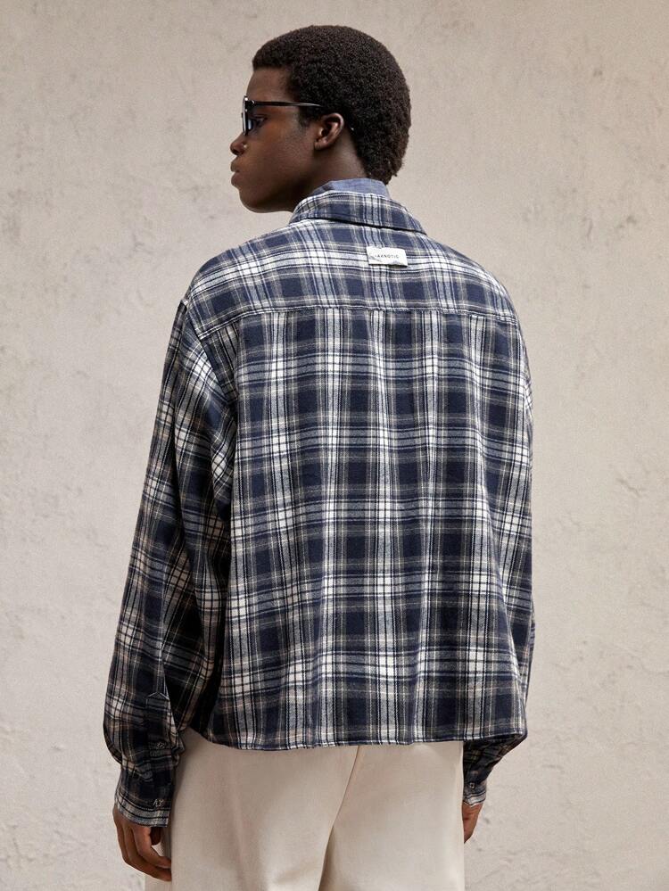 Chemise décontractée en coton urbain à manches longues, col à carreaux, coupe ample, convenant pour un port quotidien. Chemise ample pour homme "old money", cadeau idéal pour le petit ami