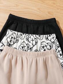 SHEIN Leap Crew 6 件套 Tween Boy 可爱熊图案圆领运动衫和运动裤套装，适合通勤、上学、休闲、度假、运动、春季、夏季、秋季、冬季 - 彩色 - 查看 7