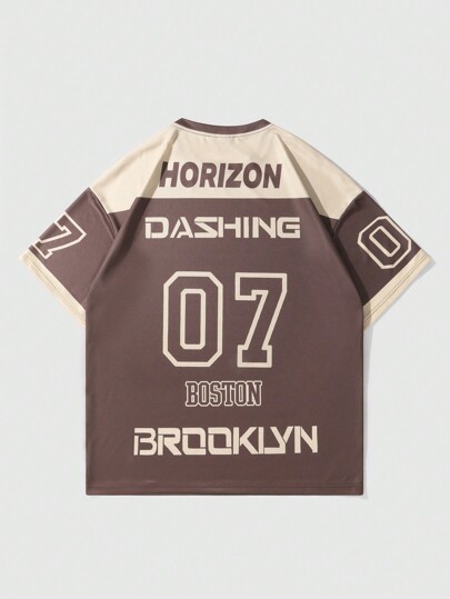 Street Life Camiseta de manga corta con estampado de coche de carrera, escolar, para hombre