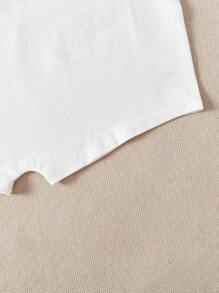 SHEIN EZwear 纯色松紧腰休闲骑行短裤 - 白色 - 查看 4