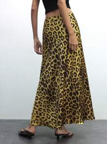 Maija 1 pieza Falda larga elegante de mujer con estampado de leopardo, estampado de leopardo, estampado de guepardo