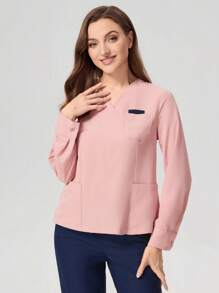 TaskEZ Anti-Static Quick Dry V-Neck Lightweight Scrub Uniform Set, Suitable For Autumn