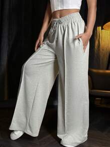 Flirla Drawstring Waist Wide Leg Sweatpants Graduation,Back To School Outfits,Graduation,Teacher Outfits For Women,Back To School Fall Cloth For Women - Multicolor - View 6