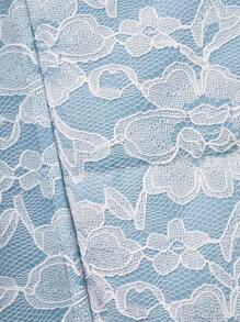 Teens High-End American Style Stand Collar Lace Thick Padded Coat - Blue - View 7