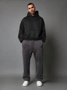 SUMWON 超舒适棉混纺宽松运动裤冬季家居服慢跑风格健身运动休闲裤重磅羊毛训练 - 橄欖綠 - 查看 2