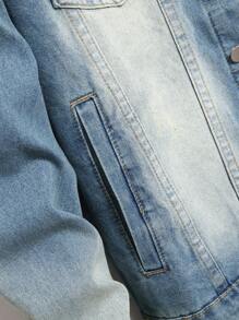 Manfinity LEGND Men's Casual Washed Button Up Denim Jacket, Suitable For Autumn Daily Outings, For Vacation